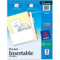 Avery Dennison Avery WorkSaver Five Tab Pocket Index, 5 Tabs, White/Multicolor 11270